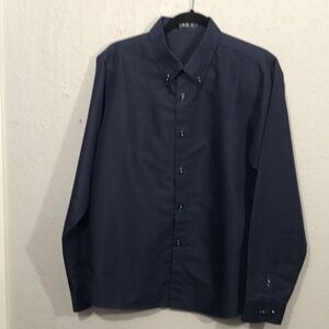 VSKA Navy Blue Long Sleeve Button‎ Up Shirt
